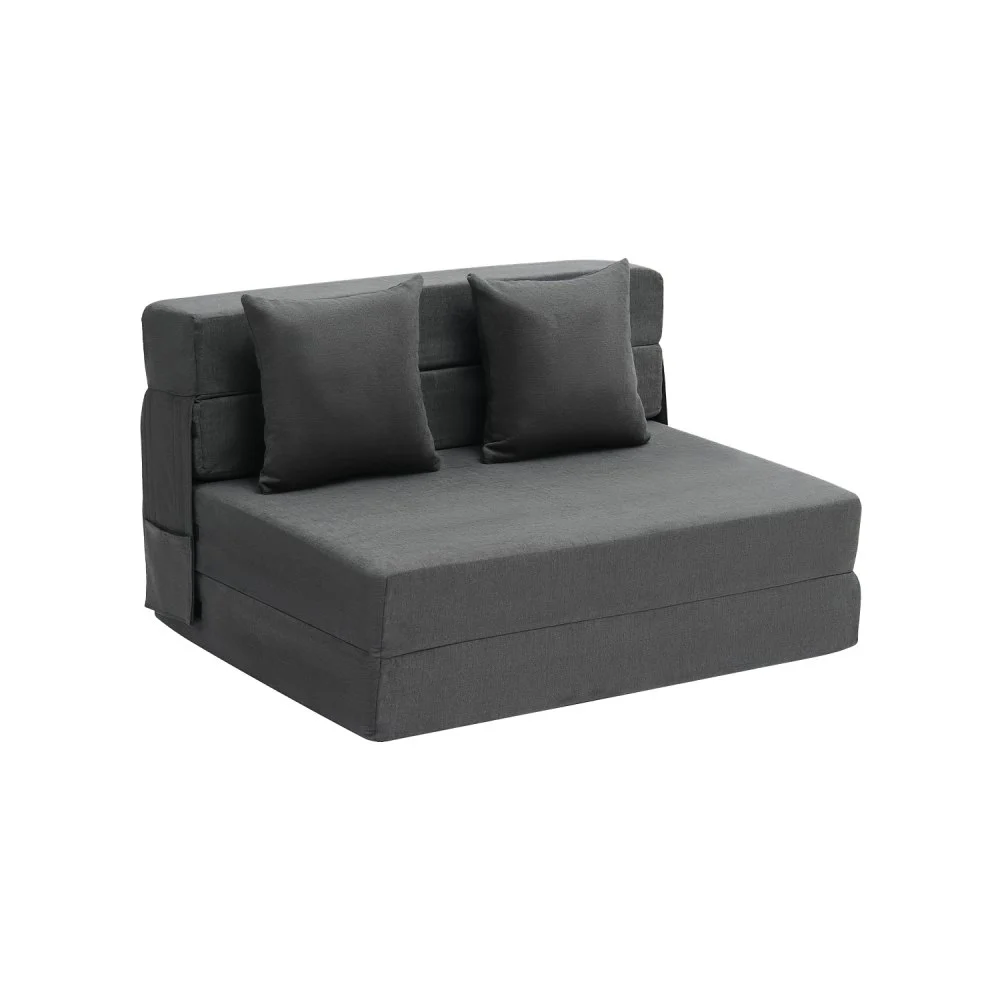 VEVOR Folding Sofa Bed, 3-in-1 Foldable Couch Bed with 2 Pillows and Washable Cover, 25D High Density Memory Foam Convertible Sleeper Chair Bed, Futon Couch for Living Room, Bedroom, Dark Grey(Twin)