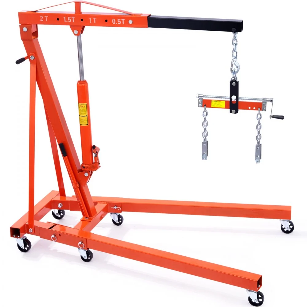 Summer Sale
VEVOR Hydraulic Engine Hoist with Lever, 2 Ton/4400 LBS Heavy-duty Cherry Picker Shop Crane, Foldable Engine Crane and Engine Hoist leveler for Auto Repair, Motors, Weights Lifting, Loading