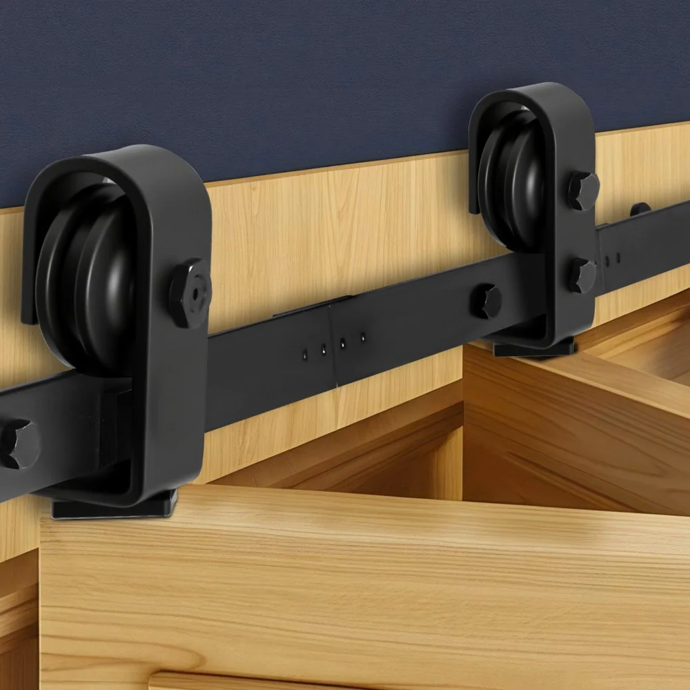 VEVOR Bi-Folding Sliding Barn Door Hardware Track Kit, 36" Top Mount Track Kit, Slide Smoothly & Quietly, Heavy Duty, Easy to Install, Suitable for Two 16" Closet Pantry Laundry Doors (Not Included)