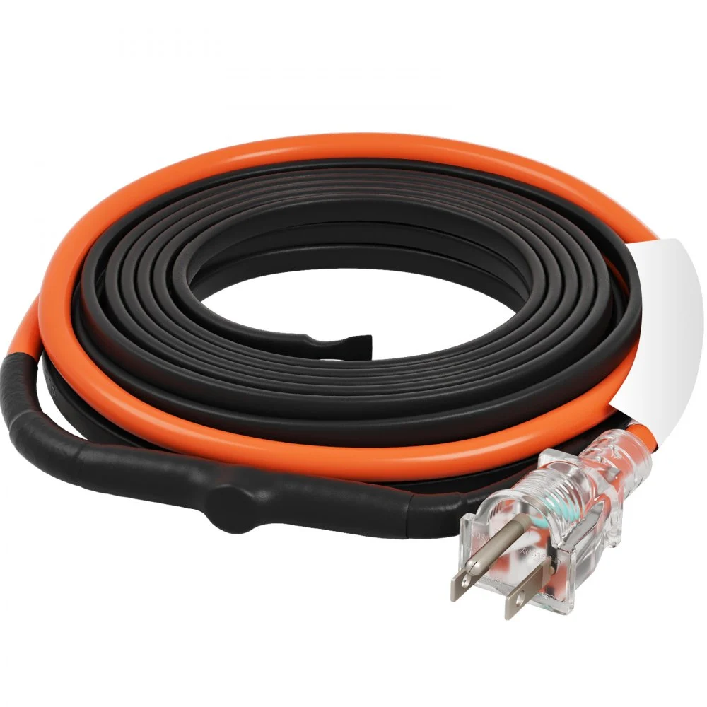 VEVOR Self-Regulating Pipe Heating Cable, 15FT 5W/FT Heat Tape for Pipes Freeze Protection, Water Pipe Heat Cable with Built-in Thermostat Protects PVC Hose, Metal and Plastic Pipe from Freezing