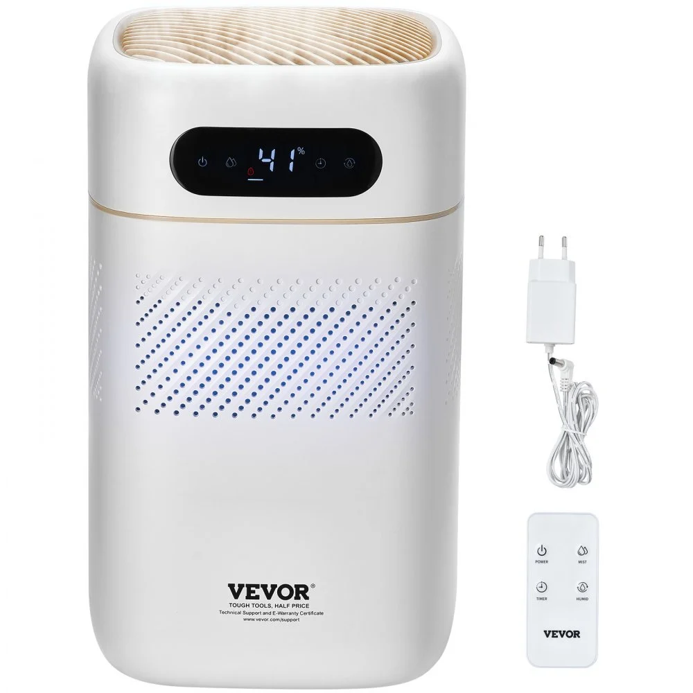 VEVOR Evaporative Humidifier for Whole House up to 215 sqft, 480 ml/h Smart Cool Moisture Humidifier and Air Purifier,3-Speeds & 1-12h Timer,Premium Filter Quiet Sleep Mode for Bedroom,5L(1.32G)