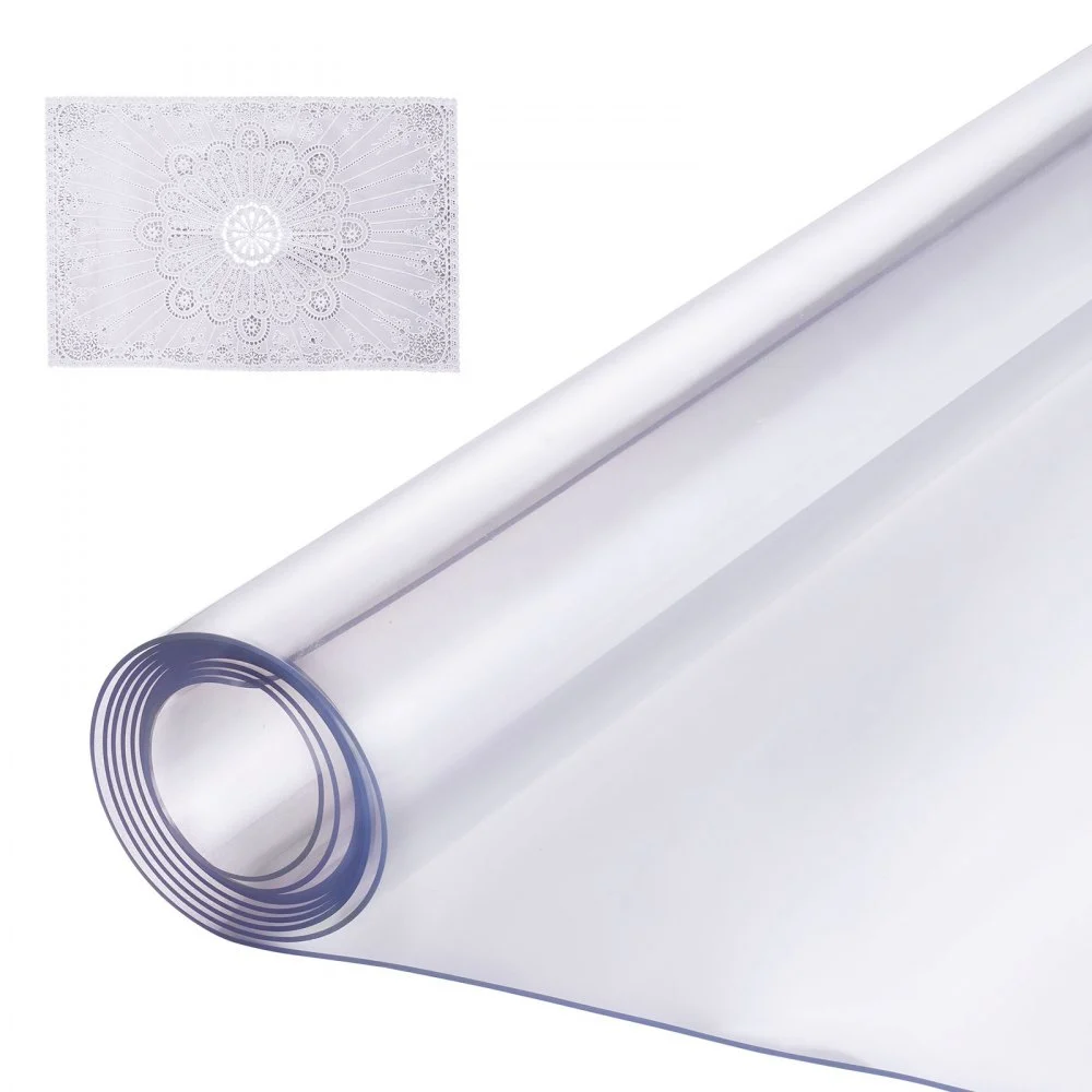 VEVOR Plastic Table Cover, 54 x 54 Inch 1.5 mm Thick Clear Table Protector, Square PVC Desk Mat, Waterproof & Easy Cleaning Desk Pad Tablecloth, for Office Dresser Dining Room Table Night Stand
