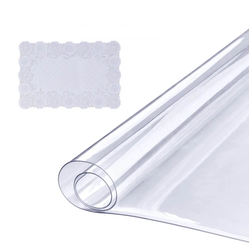 VEVOR Clear Table Cover Protector, 18" x 48"/ 460 x 1232 mm Table Cover, 1.5 mm Thick PVC Plastic Tablecloth, Waterproof Desktop Protector for Writing Desk, Coffee Table, Dining Room Table
