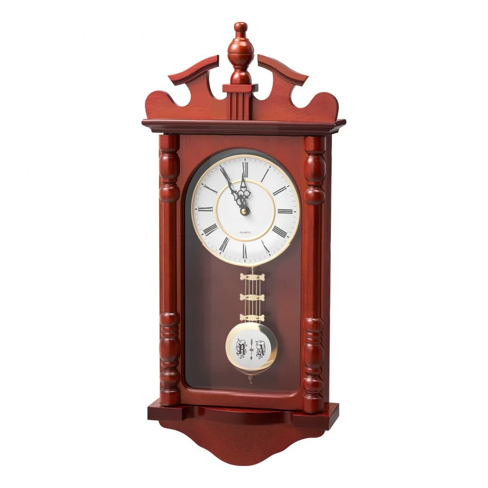 VEVOR Grandfather Clock, 23.2 in Classic Vintage Pendulum Clock, Pine Wood & MDF Wall Clocks with Quartz Movement and Quiet Design, for Living Room, Bedroom, Home Decor & Gift (Cherry Tone Finish)