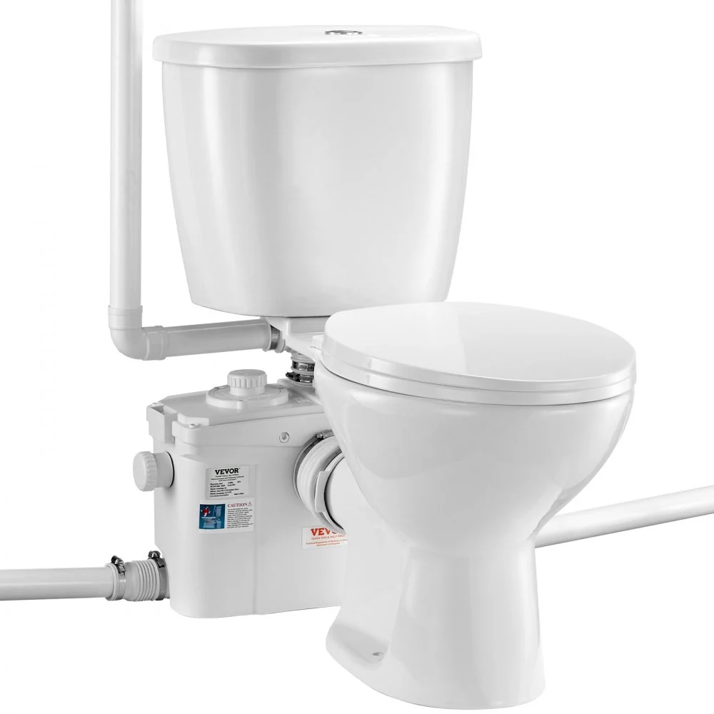 Summer Sale
VEVOR Macerating Toilet System with Powerful 800W Macerator Pump, Rear Discharge and Upflush Toilet For Basement, Dual Flush Water Disposal, Macerating Toilet System Kit with 4-Inlet, Space Saving