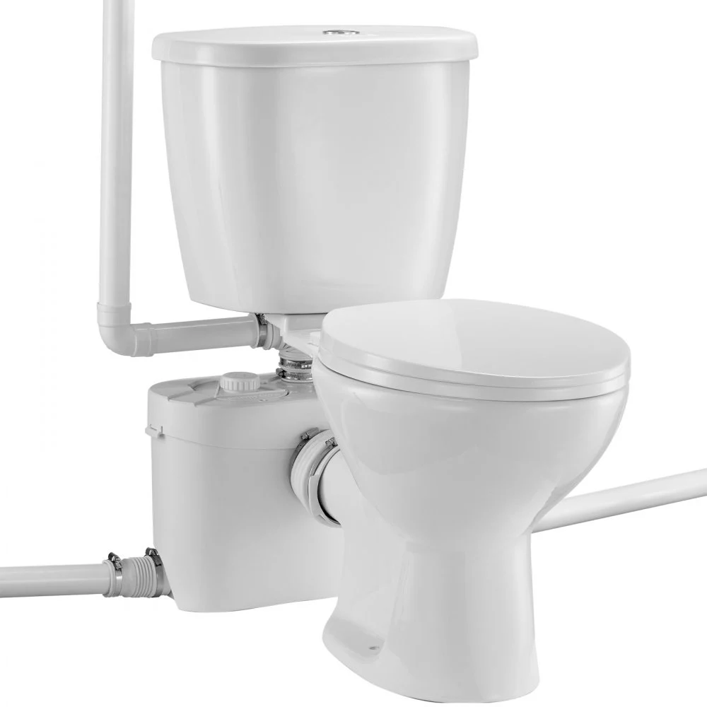 Summer Sale
VEVOR Macerating Toilet System with Powerful 700W Macerator Pump, Rear Discharge and Upflush Toilet For Basement, Dual Flush Water Disposal, Macerating Toilet System Kit with 3-Inlet, Space Saving