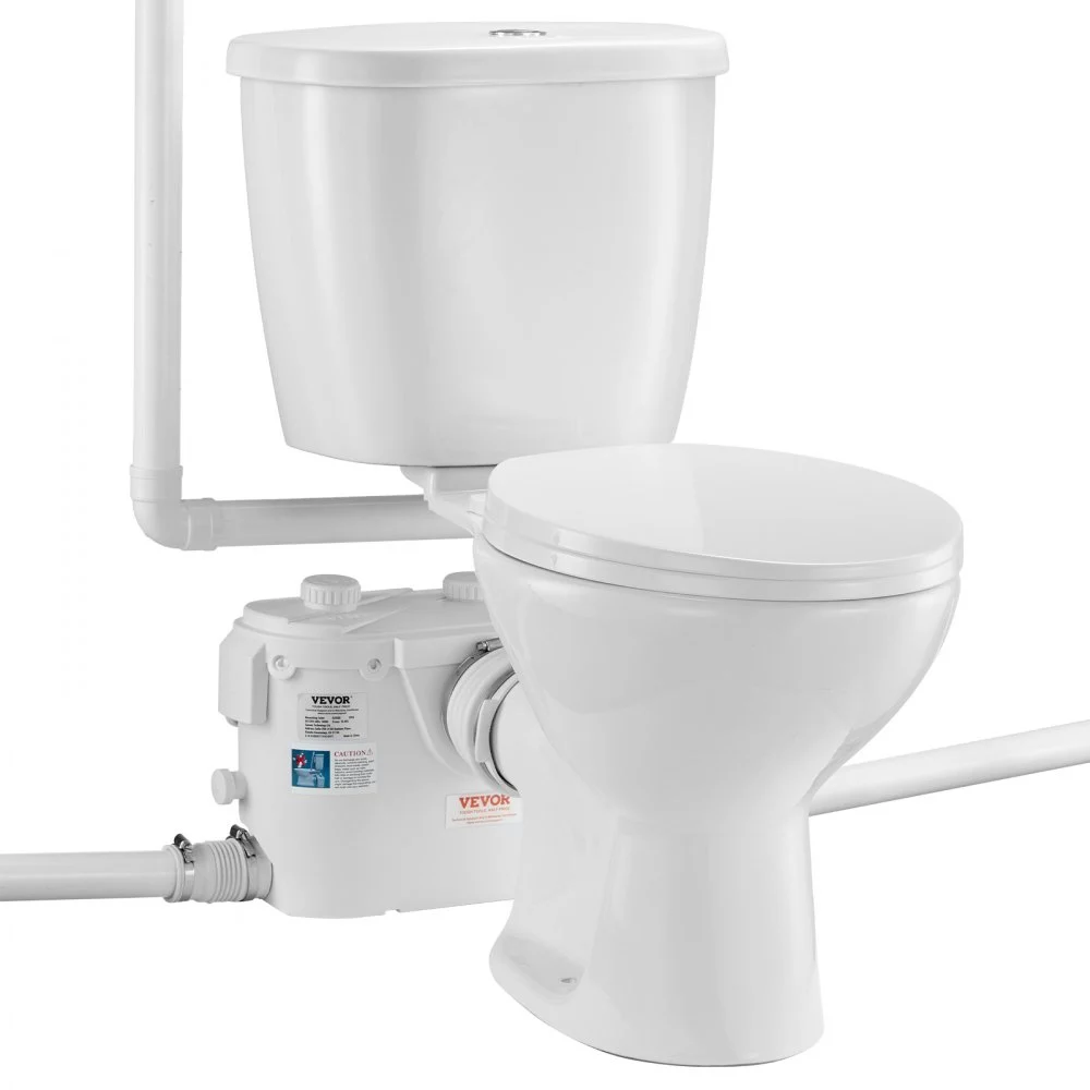 Summer Sale
VEVOR Macerating Toilet System with Powerful 500W Macerator Pump, Rear Discharge and Upflush Toilet For Basement, Dual Flush Water Disposal, Macerating Toilet System Kit with 3-Inlet, Space Saving