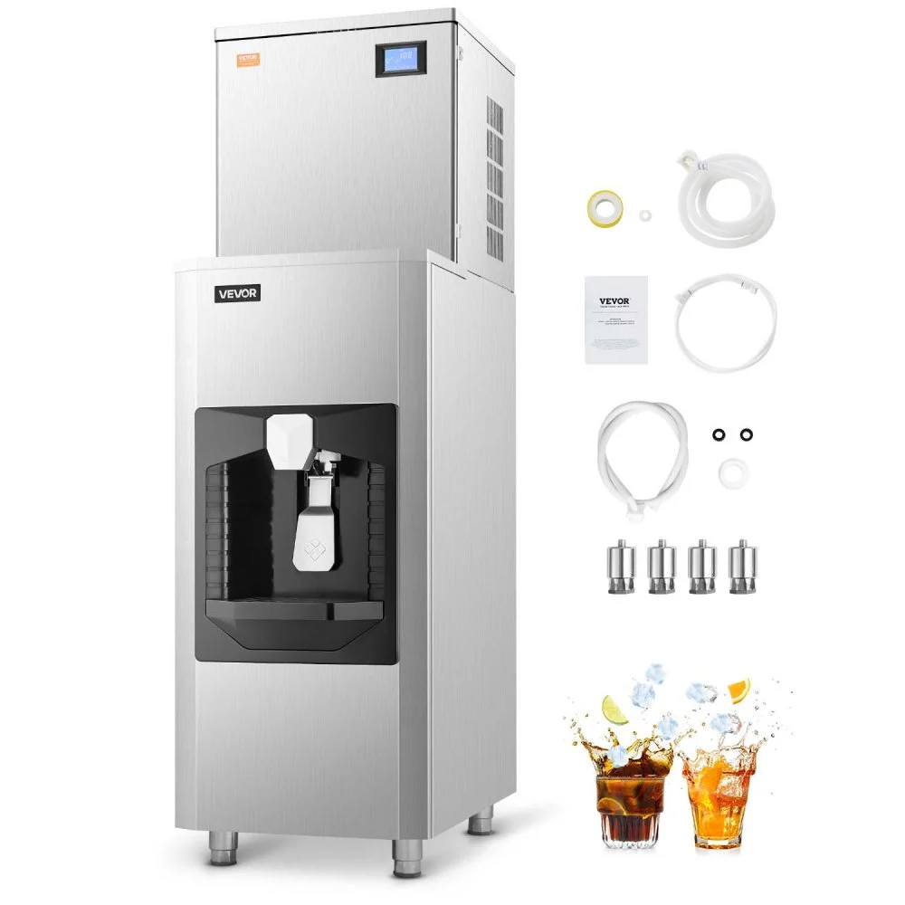 VEVOR Commercial Ice Maker, 550 Lbs/Day Ice Maker Machine, 180 Lbs Large Ice Storage Bin with 20 Lbs/Min Automatic Ice Dispensing, Self-Cleaning Ice Machine with Touchscreen for Bar, Cafe, Restaurant