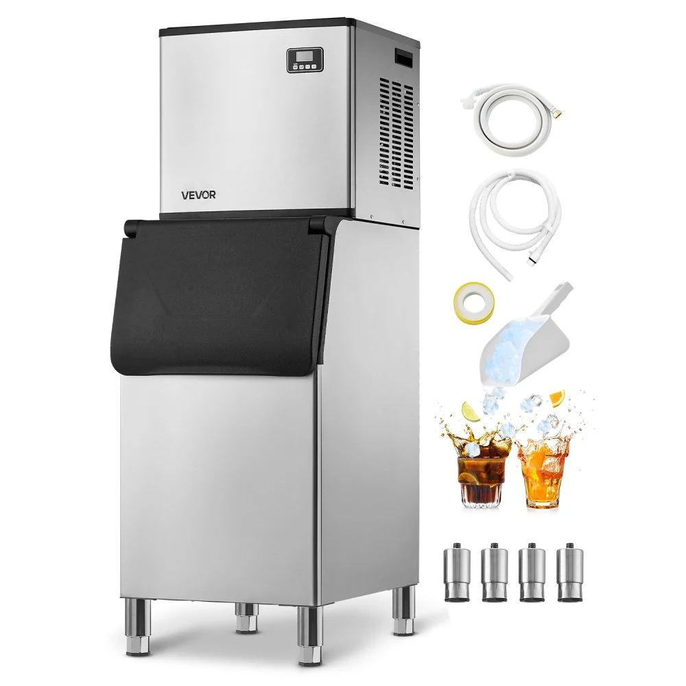 VEVOR Commercial Ice Maker Machine, 360LBS/24H Ice-Making Machine with 300LBS Large Storage Bin, Auto Self-Cleaning Ice Maker with Touchscreen for Bar Cafe Restaurant Business Commercial