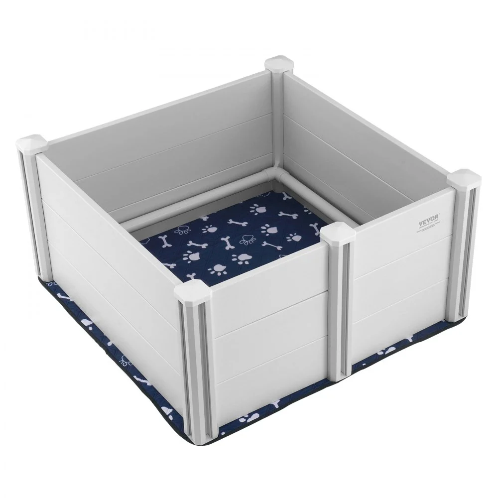 VEVOR Dog Whelping Box, 38.6 x 38.6 x 18.1in Whelping Box for Dogs and Puppies, Whelping Pen for Puppies, Dog Birthing Box with Rails and Washable Pee Pad, Whelping Box for Medium Breed Dogs, White