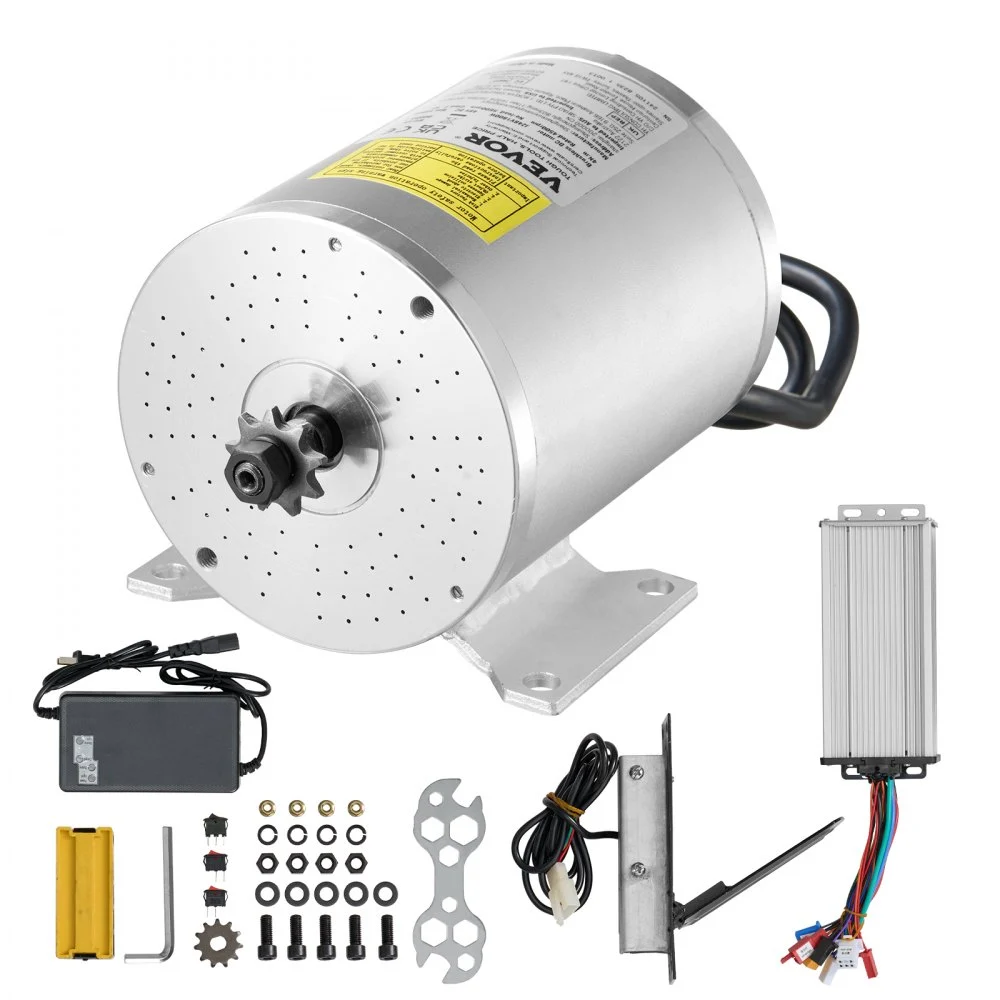 VEVOR 1800W Electric Brushless DC Motor Kit - 48V 4500rpm Motor with Upgraded Speed Controller and Foot Pedal Throttle Kit for Go Karts E-Bike Motorcycle Scooter DIY