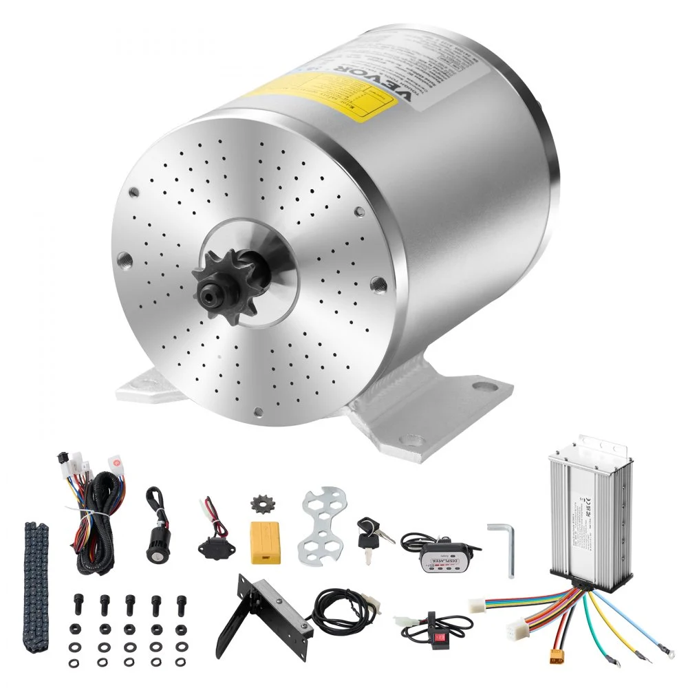 VEVOR 1800W Electric Brushless DC Motor Kit - 48V 4500rpm Motor with Upgraded Speed Controller, Foot Pedal and Throttle Grip Kit for Go Karts E-Bike Motorcycle Scooter