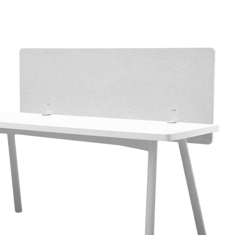 VEVOR Desk Divider Privacy Panel, 60" x 24" Clamp-on Office Desk Partition, PET Cubicle Partition Panel, Workstation Privacy Divider with 2 C-Type Clamps for Office, Sturdy Room, Library