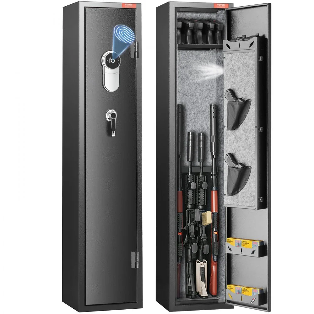 Summer Sale
VEVOR 5 Rifles Gun Safe, Rifle Safe with Fingerprint Lock, Quick Access Gun Storage Cabinet for Shotguns with Removable Shelf, Pistol Rack, Ammo Storage Box for Home Long Gun and Pistols