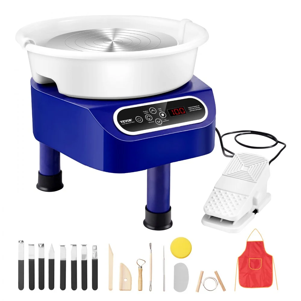 VEVOR Pottery Wheel, 10 inch Pottery Forming Machine, 350W Electric Wheel for Pottery with Foot Pedal and LCD Touch Screen, Direct Drive Ceramic Wheel with 3 Support Legs for DIY Art Craft, Blue