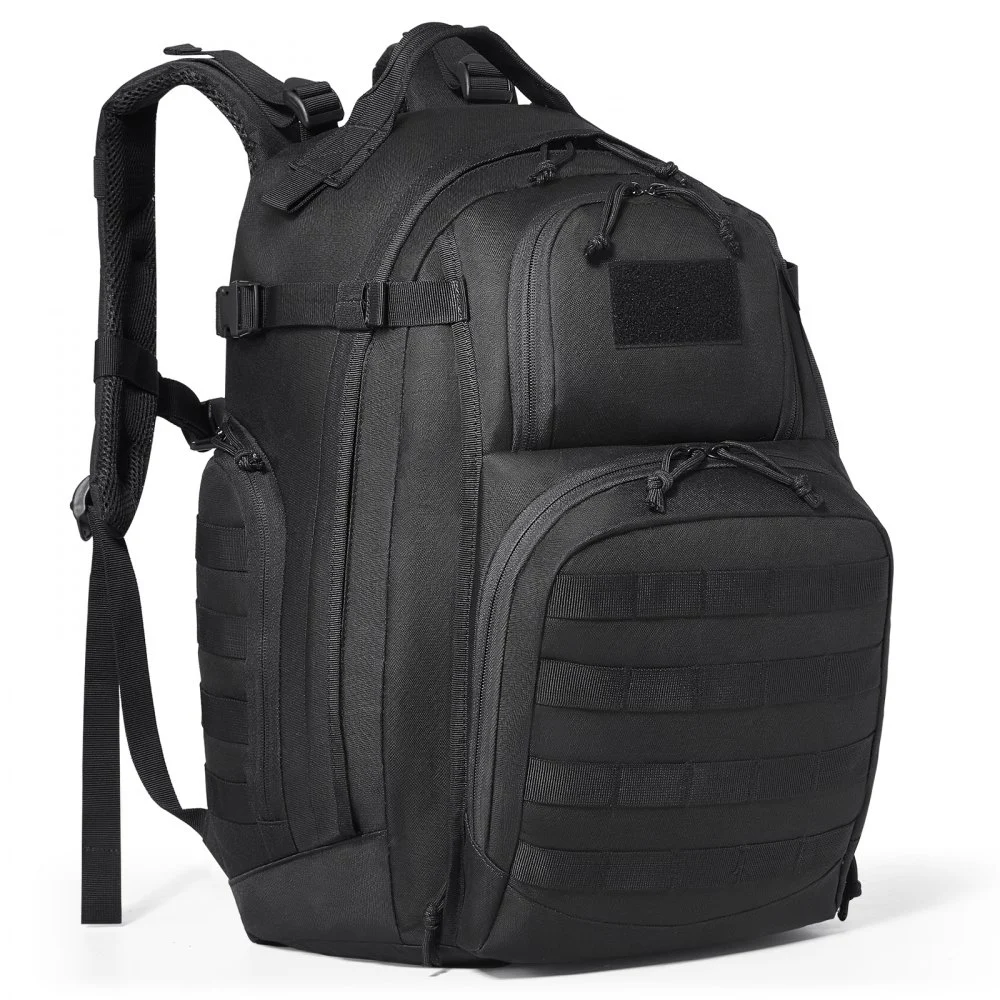 Tactical Backpack, 40L Military Tactical Backpack with Molle Design & Sponge Pad, Army Assault Pack Bag for Men and Women, Range Gear Backpack for Outdoor Adventure, Hiking, Hunting, Black