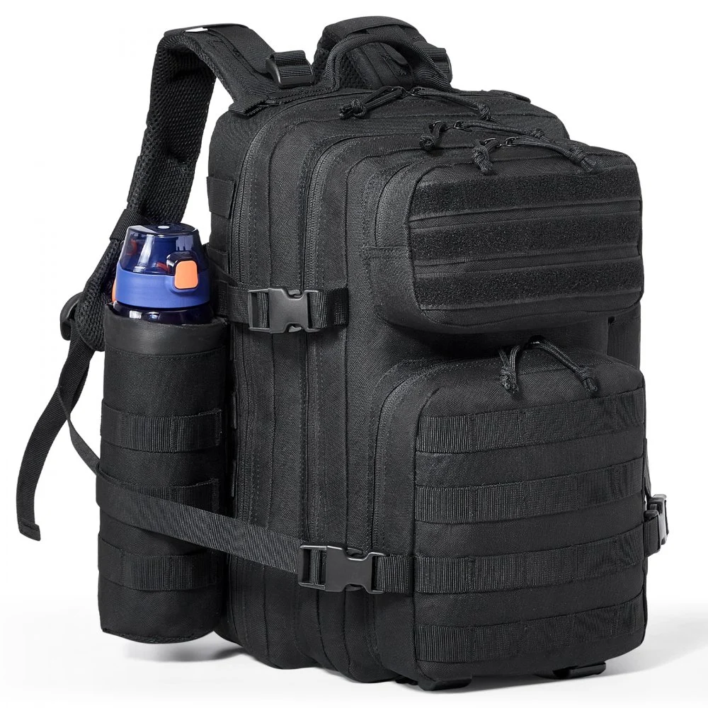 Tactical Backpack, 25L Military Tactical Backpack with Molle Design & 3 Compartments, Army Assault Pack Bag for Men and Women, Range Gear Backpack for Outdoor Adventure, Hiking, Hunting, Black