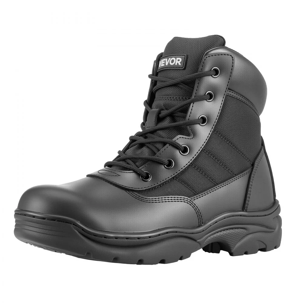 VEVOR Men's Military Tactical Boots, 6 inch Combat Hiking Work Boots, Lightweight & Breathable & Sturdy Mens Motorcycle Interceptor Trooper Boot, for Outdoor Security Mountaineering, US Size 10.5
