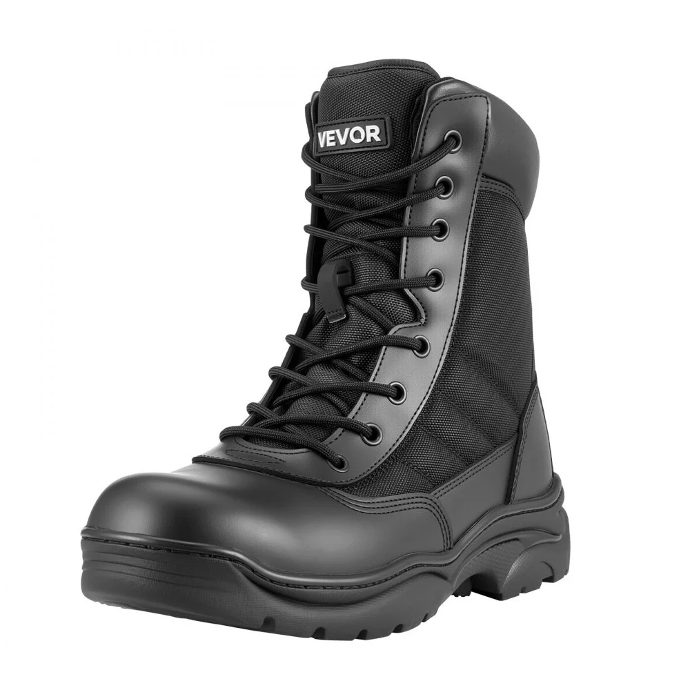 VEVOR Men's Military Tactical Boots, 8 inch Combat Hiking Work Boots, Lightweight & Breathable Side Zipper Mens Motorcycle Interceptor Trooper Boot, for Outdoor Security Mountaineering, US Size 11