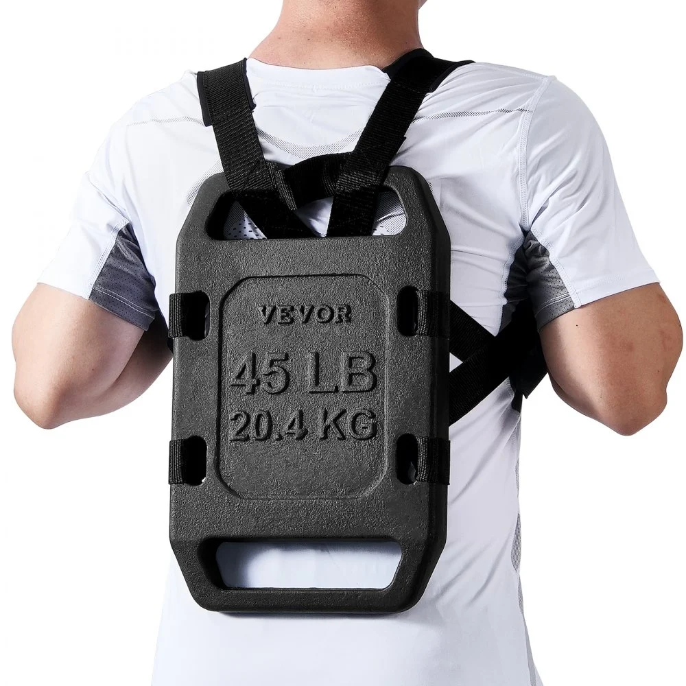 VEVOR Cast Iron Ruck Weights, 45LB Single Ruck Plate, Weighted Weights for Rucking, Solid Ruck Plate Weight for Rucking, Swings, Squat, Strength Training, Weightlifting, Fitness Workout