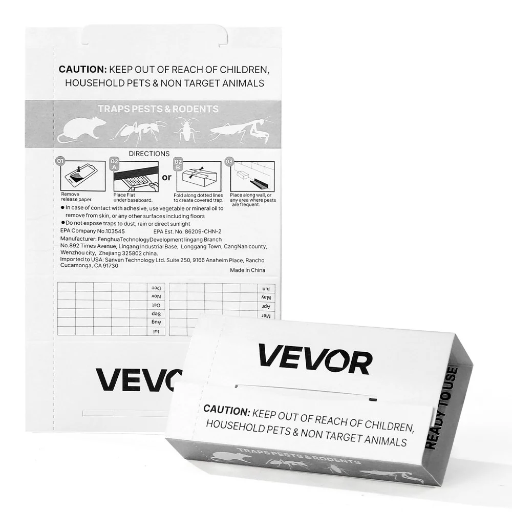 VEVOR Insect Glue Trap, 36 Pack Glue Boards, Peanut Scent, Foldable Design Sticky Pest Control Adhesive Sticky Traps Indoor for Home, Ready to Use for Catching Bugs, Ants, Roaches, Spiders, Centipedes