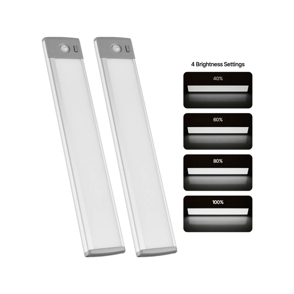 VEVOR Under Cabinet Lighting, 2 PCS, 40 LED Motion Sensor Lights, Rechargeable Battery Operated Closet Lights, Wireless Under Counter Light for Cabinets, Bookshelf, Stair, Hallway