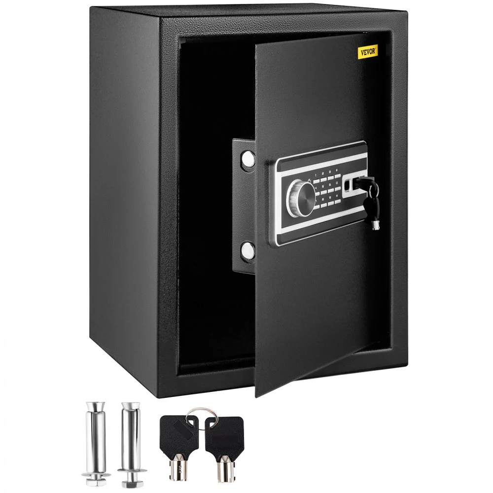 VEVOR Safe Box, 2.1 CU.FT Fingerprint Safe Box for Money with 2 Keys & Digital Keypad, Q235 Steel Safe Box for Storing Cash, Jewelry, Pistols, Documents, Watches in Home & Office & Hotel