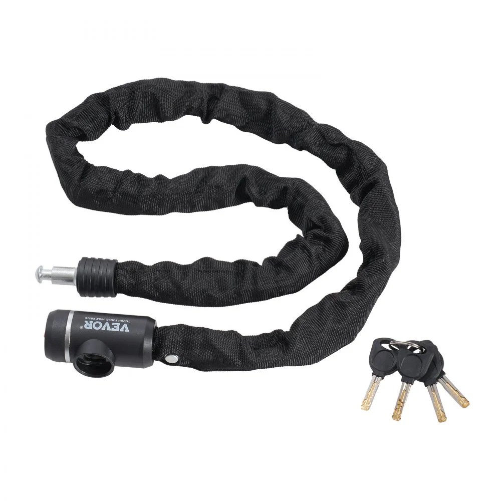 VEVOR Bike Chain Lock, 3.94 Ft Combination Bicycle Chain Lock with 3 Keys, Heavy Duty Anti-Theft High Security Bike Locks, Perfect for Bike, Motorcycle, Scooter, Bicycle, Door, Fence or Gate, 10mm