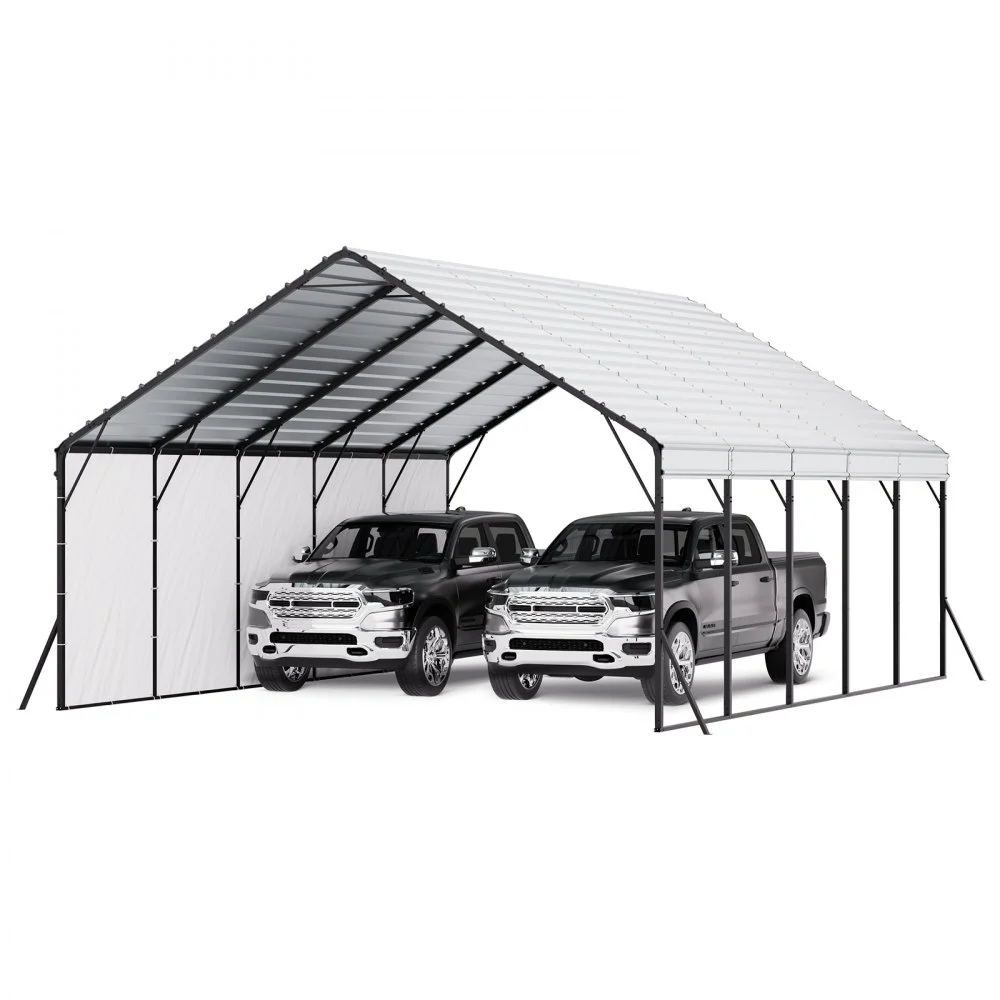 Summer Sale
VEVOR Heavy Duty Metal Carport, 20 x 24 ft Outdoor Carport with Sturdy Frame & Roof, Car Garage Shade with Removable Sidewalls, Multi-Use Car Shelter for Pickup, Boat, Trucks & Tractors