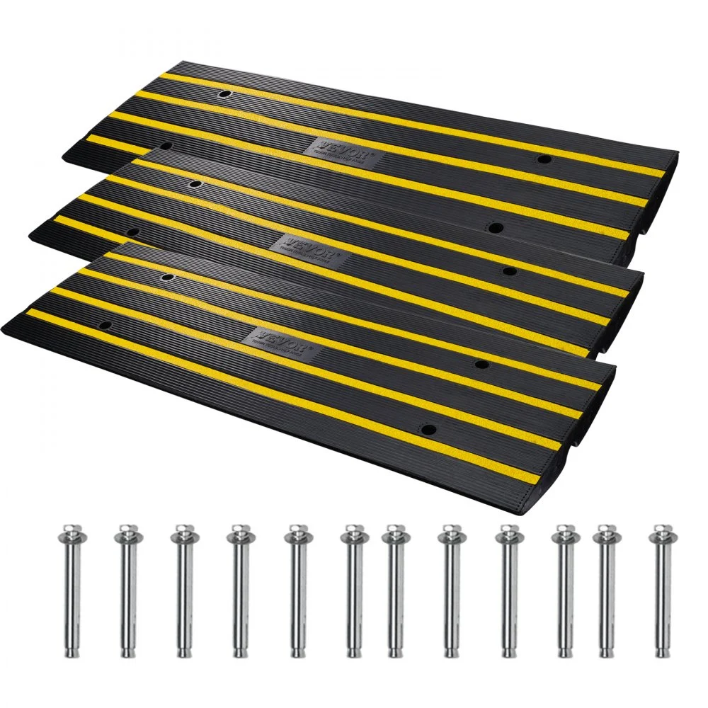 Summer Sale
VEVOR Curb Ramp, 3 Pack Rubber Driveway Ramps, Heavy Duty 33069 lbs Weight Capacity Threshold Ramp, 2.6-inch High Curbside Bridge Ramps for Loading Dock Garage Sidewalk, Expandable Full Ramp Set