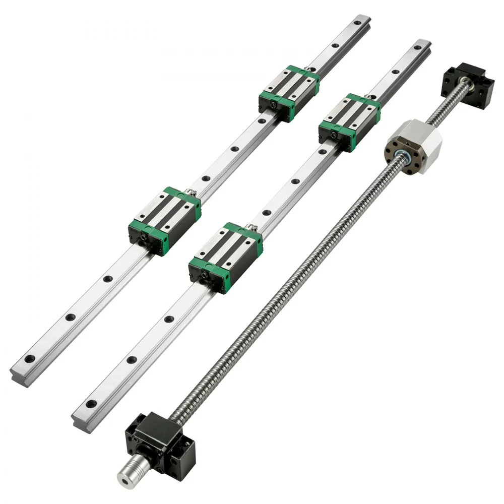 VEVOR Linear Guide Rail 2Pcs HGR20-1500mm Linear Slide Rail with 1Pcs RM1605-1500mm Ballscrew with BF12/BK12 Kit Linear Slide Rail Guide Rail Square for DIY CNC Routers Lathes Mills