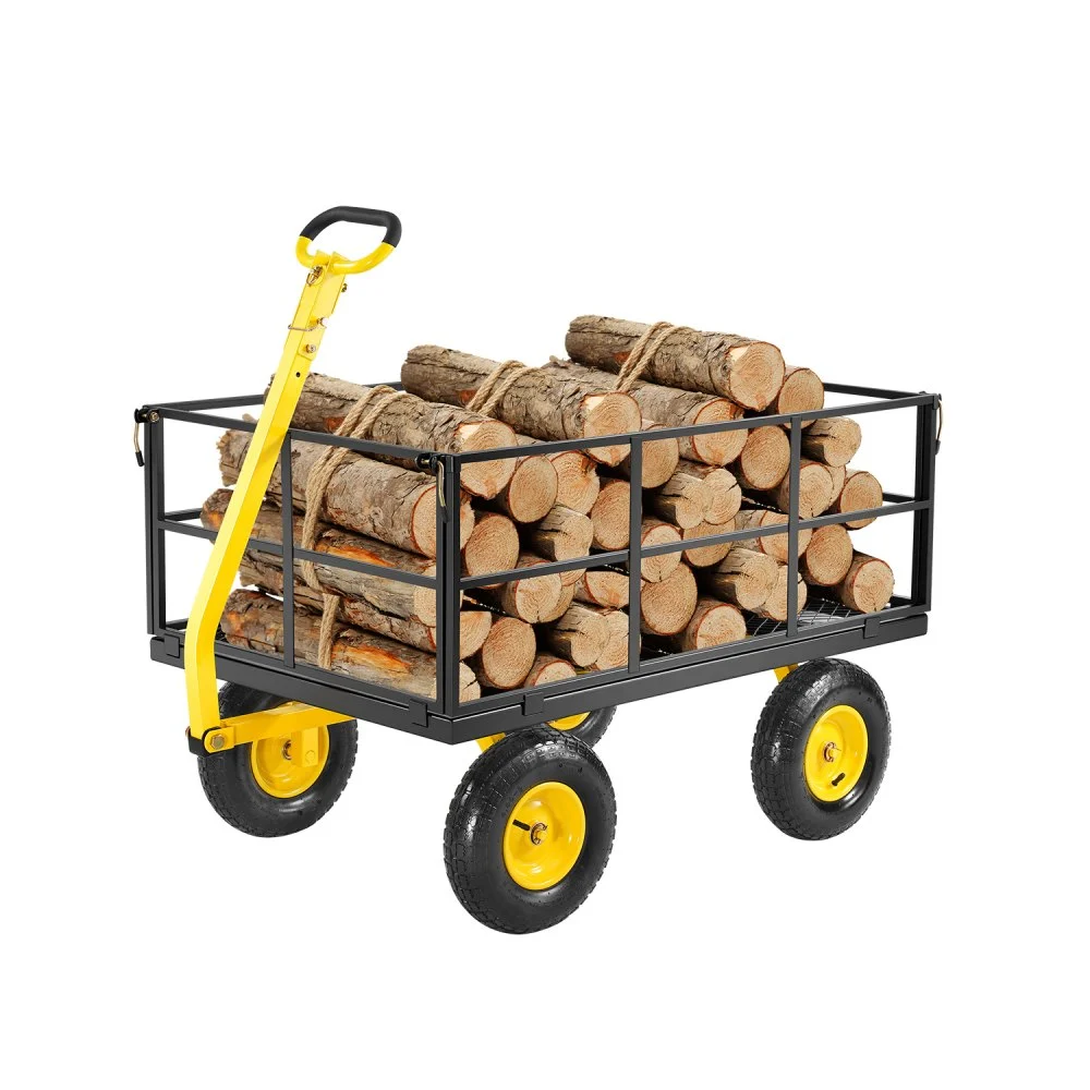 Summer Sale
VEVOR 1400 Lbs Steel Garden Cart, Heavy Duty Pullable Garden Wagon Yard Cart, 2 in 1 Outdoor Metal Utility Wagon Yard Trailer with 13" All Terrain Tires, Mesh Removable Sides and 180°Rotating Handle