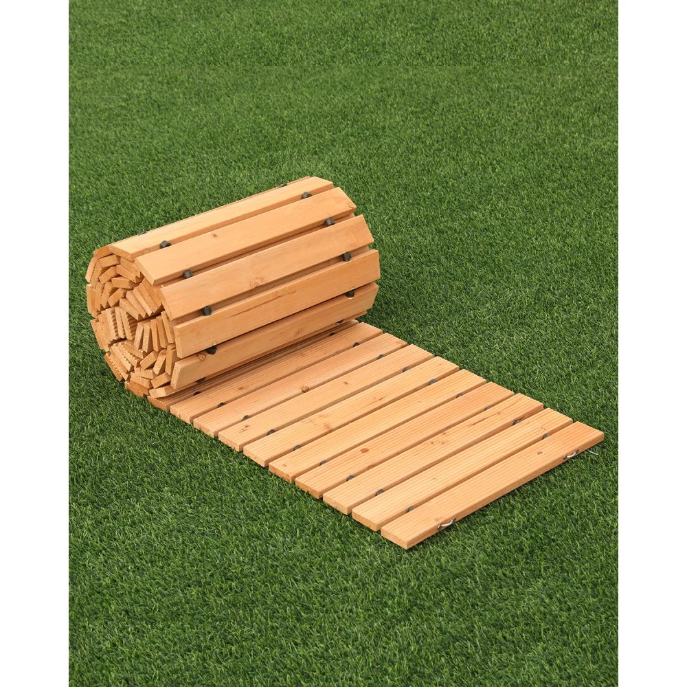 VEVOR Wooden Garden Pathway, 12 ft L x 17 in W, Non-Slip Straight Garden Walkway, Roll Out Cedar Outdoor Walkway Path with Wire Rope Connection, Decorative Garden Paver for Backyard Wedding Party