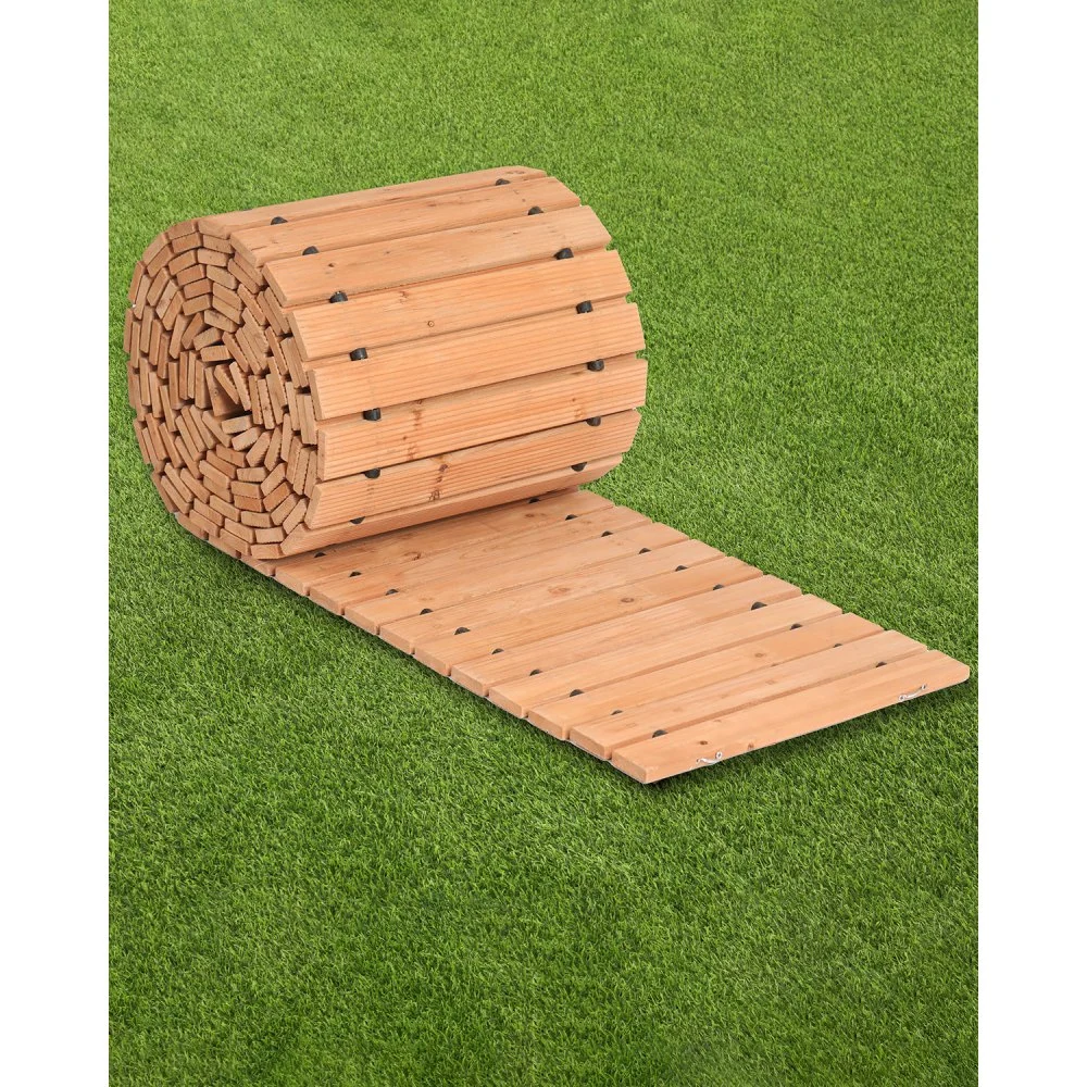 VEVOR Wooden Garden Pathway, 24 ft L x 17 in W, Non-Slip Straight Garden Walkway, Roll Out Cedar Outdoor Walkway Path with Wire Rope Connection, Decorative Garden Paver for Backyard Wedding Party
