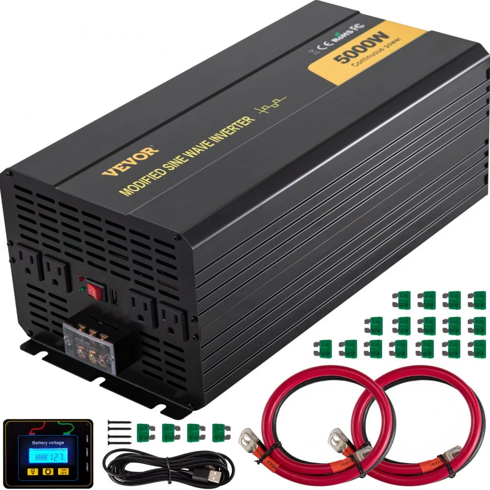 Summer Sale
VEVOR Power Inverter, 5000W Modified Sine Wave Inverter, DC 12V to AC 120V Car Converter, with LCD Remote Controller, LED Indicator, AC Outlets Inverter for Truck RV Car Boat Travel Camping Emergency