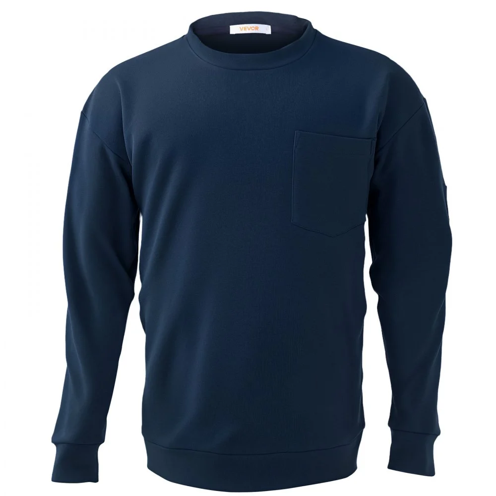 VEVOR FR Shirts, Flame Resistant Long Sleeve Clothing Lightweight 7 oz Breathable Cotton, Men's Fire Retardant Work Shirt with Pre-shrink Treatment & Pocket, for Welders,Electricians,Navy Blue L