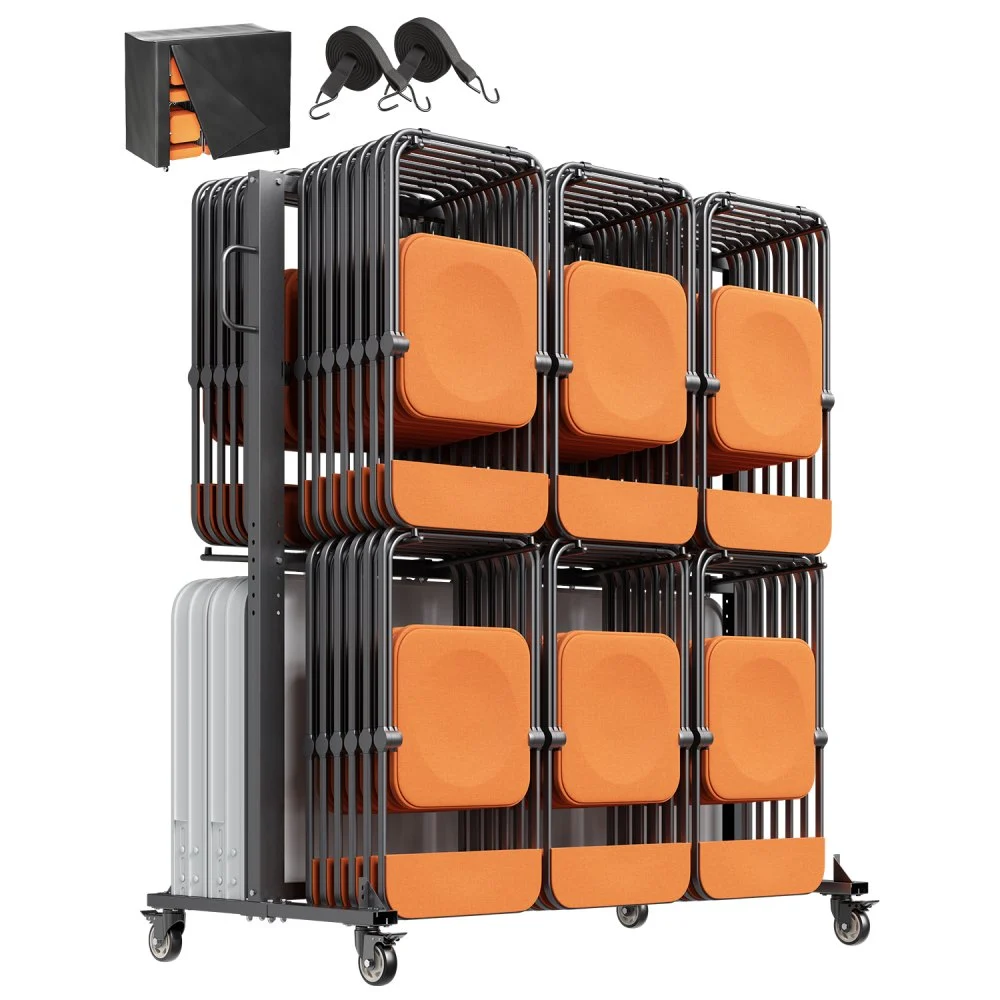 Summer Sale
VEVOR Folding Chair Rack, 800 LBS Capacity, Heavy-duty Chair Cart for 84 Chairs/ 12 Tables+42 Chairs, Dual-layer Chair Storage Dolly with Rubber Wheels and Holders, Large Chair Holder, Matte Black