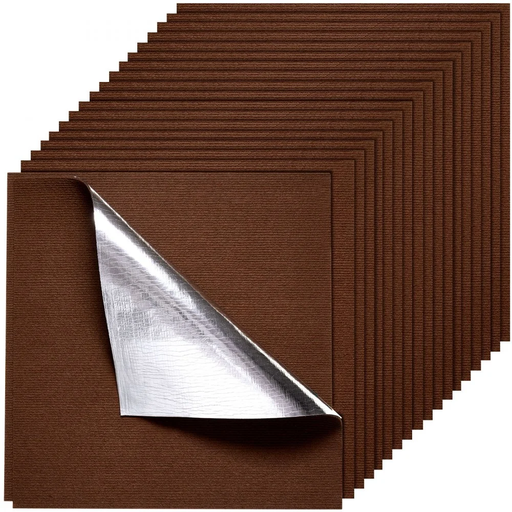 VEVOR Carpet Tiles 24x24 inch, 20 Pack Peel and Stick Carpet Square Rug, Self Adhesive Commercial Floor Soft Padded for Seamless Cover 80sq.ft², Easy DIY Replacement for Living Room Office,Dark Brown
