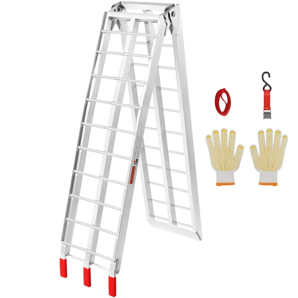 VEVOR Motorcycle Ramp, 750lbs Folding Loading Ramp for Pickup Trucks Bed, Trailers Ramp with Load Straps for Motorcycle, Dirt Bike, UTV, Lawn Mower, Truck, Snowblower, Cargo Trailer, 89"L x 12"W,1Pc