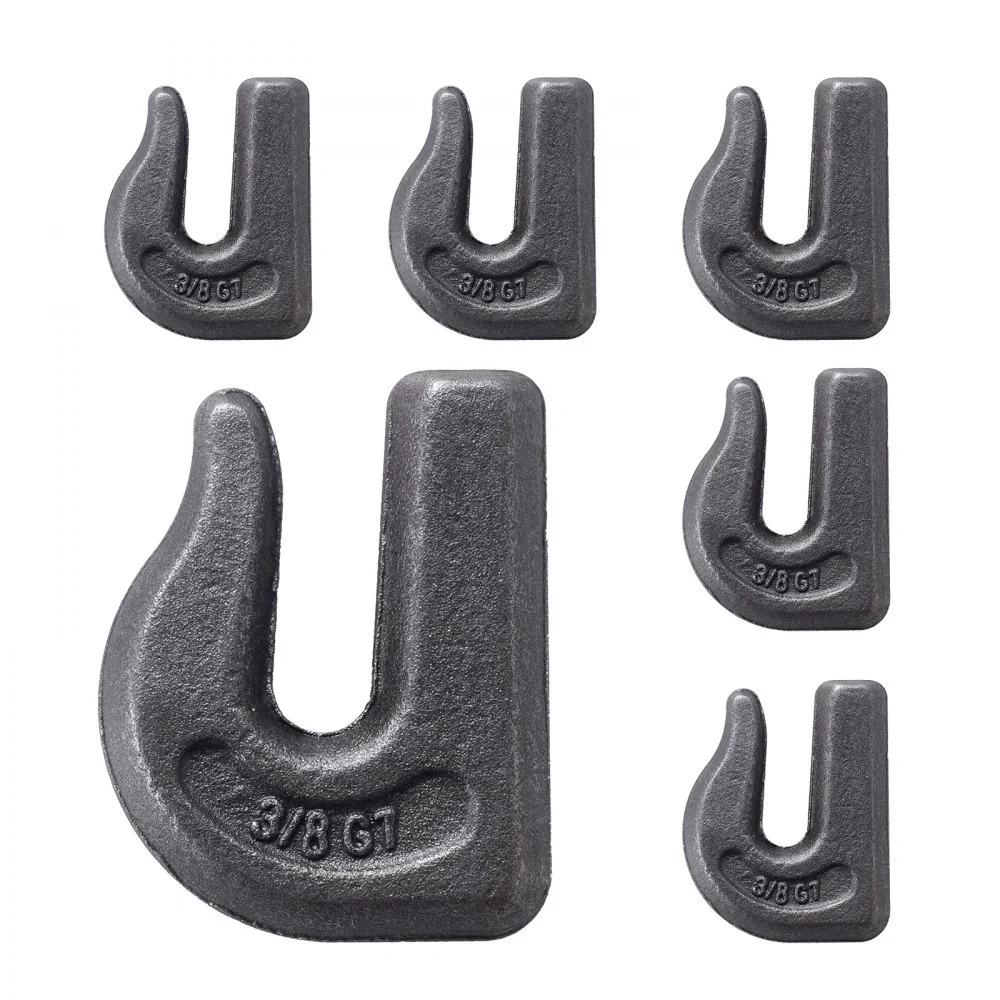 VEVOR Weld-on Grab Chain Hooks 3/8" Heavy Duty Tow Hook G70 Forged Steel 6 Packs Tractor Hook Weldable Compatible for Tractor Bucket, Crane, Chain Hoist, Forklift, Maximum Break Strength 15,000 lbs