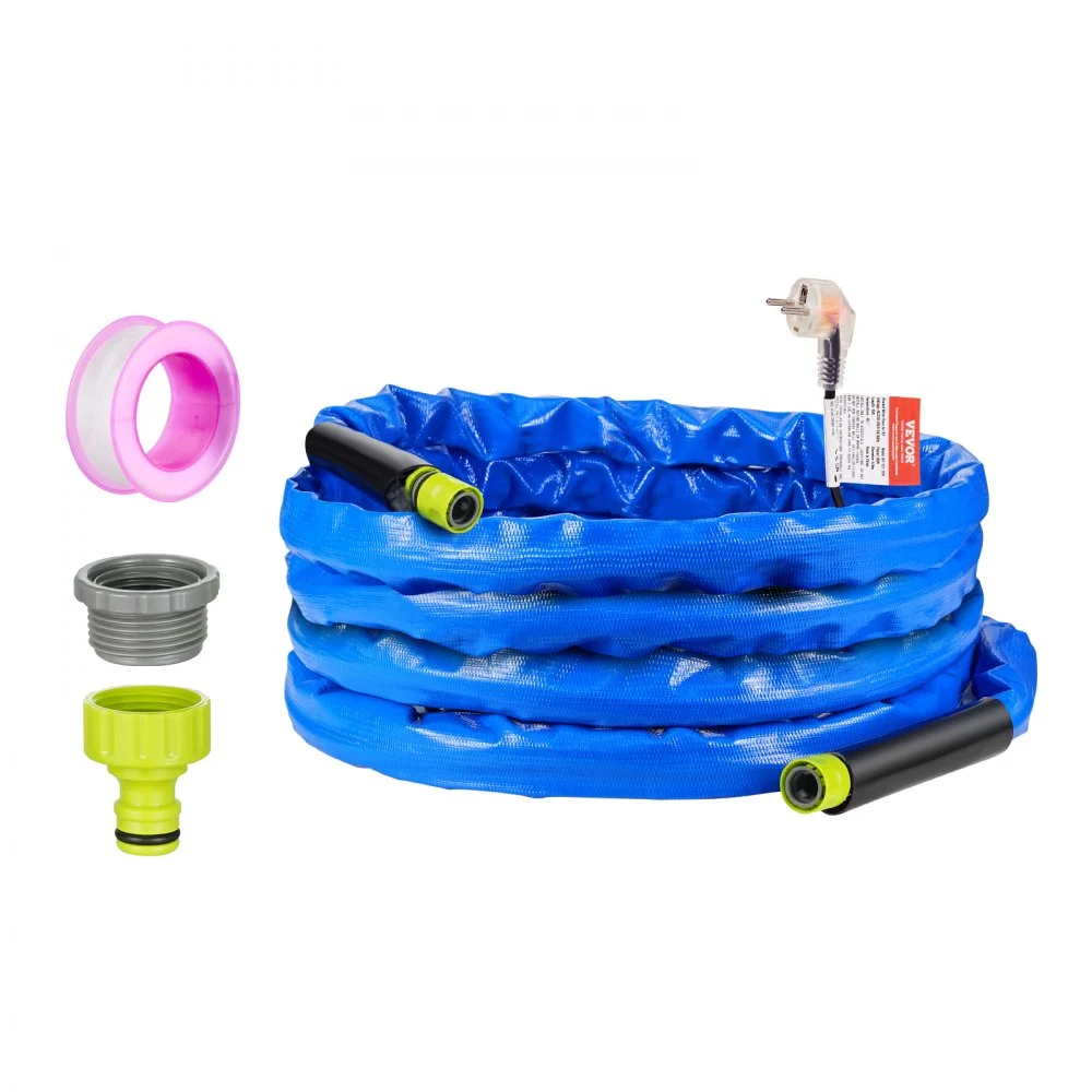 VEVOR 25ft Heated Water Hose for RV, Heated Drinking Water Hose with Corrugated Cover Antifreeze to -45°F, Automatic Self-regulating, 5/8" I.D. with 3/4" GHT Adapter, Lead and BPA Free