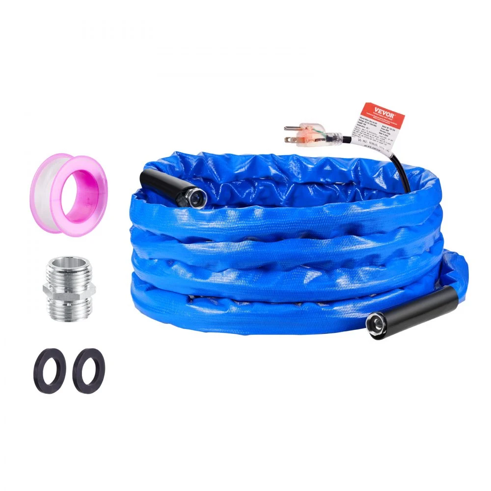 VEVOR 30ft Heated Water Hose for RV, Heated Drinking Water Hose with Corrugated Cover Antifreeze to -45°F, Automatic Self-regulating, 5/8" I.D. with 3/4" GHT Adapter, Lead and BPA Free