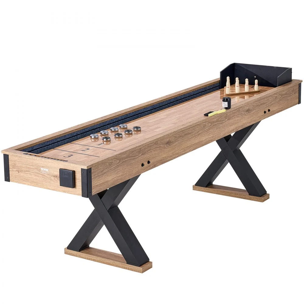 Summer Sale
VEVOR Shuffleboard Table, 9 ft Shuffleboard for Family Game Rooms, 2 in 1 Shuffleboard and Bowling Combo Game Set, with Scratch-Resistant Playfield, Legs, 8 Pucks, Bowling Set, Wax, and Table Brush