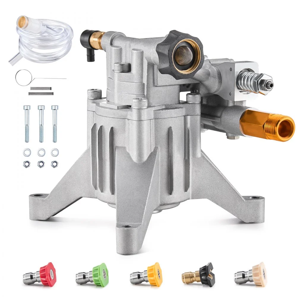 VEVOR Pressure Washer Pump, 7/8" Shaft Vertical, 3300 PSI, 3.0GPM, Replacement Power Washer Pumps Kit with 5 Nozzles, Hardware and Siphon Tube, Compatible with RYOBI, Honda, Briggs and Stratton