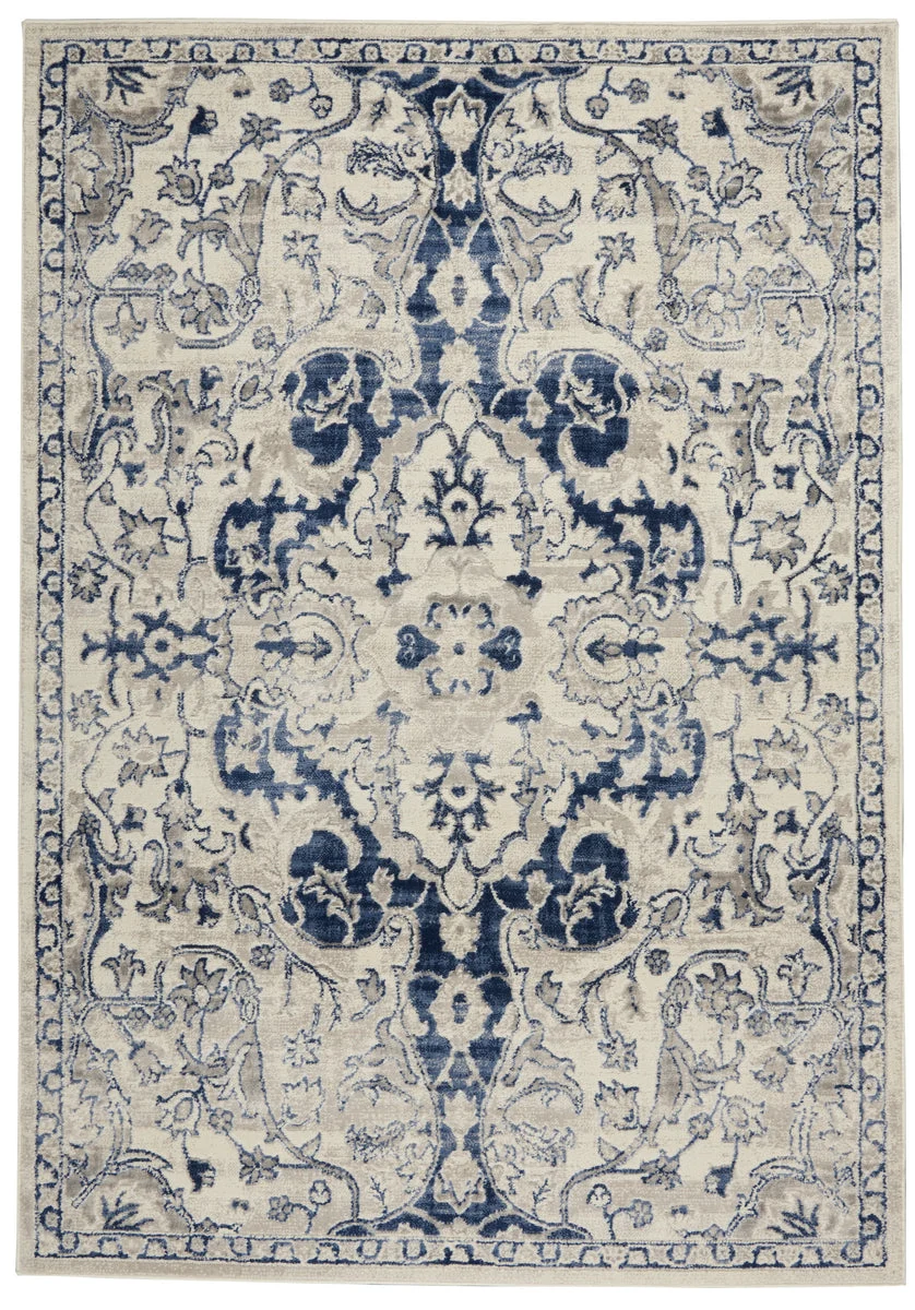 Nourison Cyrus Traditional Ivory Blue Area Rug