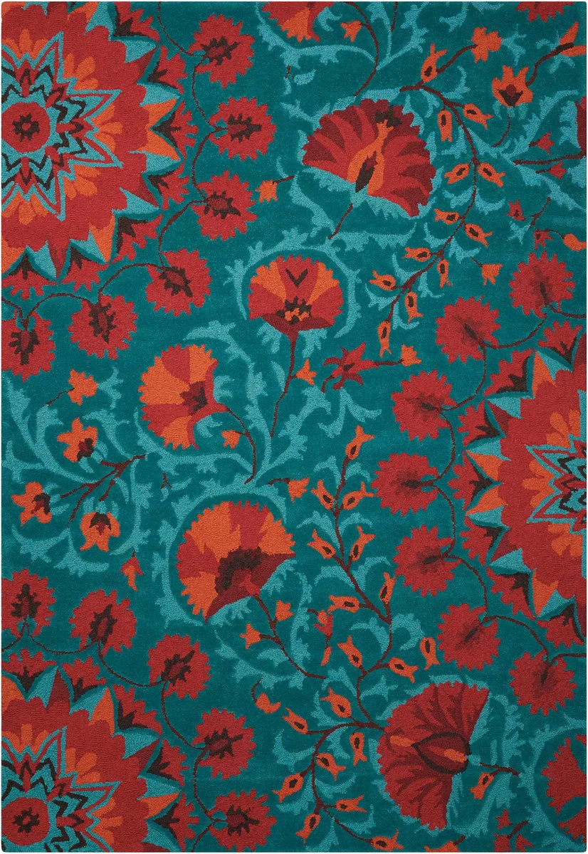 Nourison Suzani s Teal Area Rug