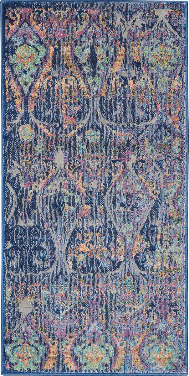 Nourison Global Vintage Transitional Navy/Multicolor Area Rug