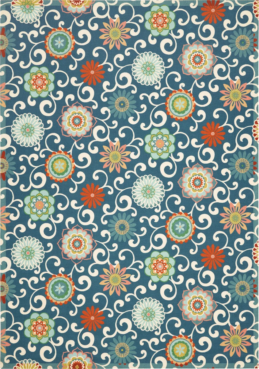 Nourison Sun N` Shade Transitional Blue/Multicolor Area Rug